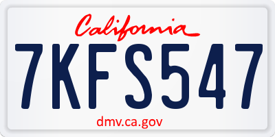 CA license plate 7KFS547
