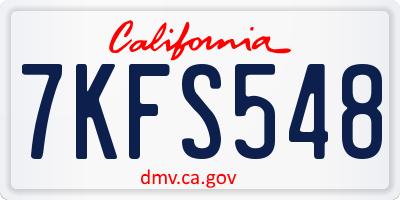 CA license plate 7KFS548