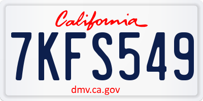 CA license plate 7KFS549