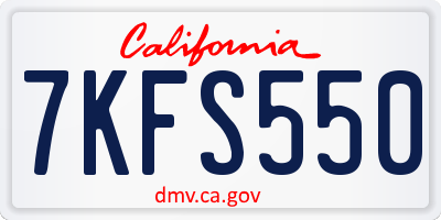 CA license plate 7KFS550