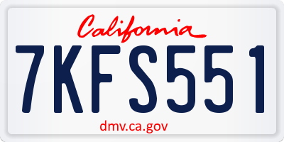 CA license plate 7KFS551