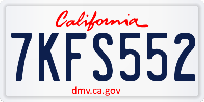 CA license plate 7KFS552