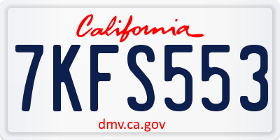 CA license plate 7KFS553