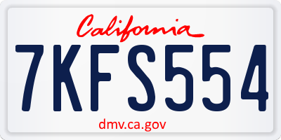 CA license plate 7KFS554