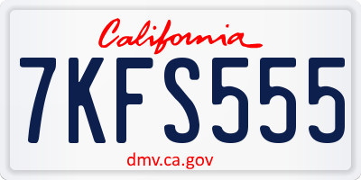 CA license plate 7KFS555