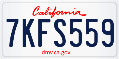 CA license plate 7KFS559