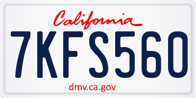 CA license plate 7KFS560