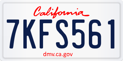 CA license plate 7KFS561