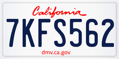 CA license plate 7KFS562