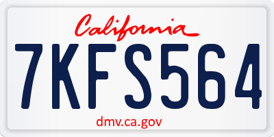 CA license plate 7KFS564