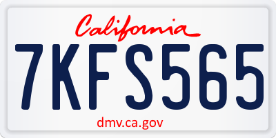 CA license plate 7KFS565