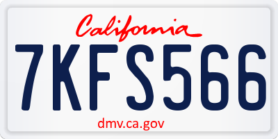 CA license plate 7KFS566