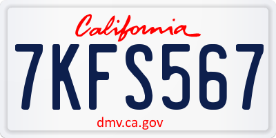 CA license plate 7KFS567
