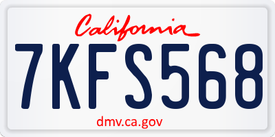 CA license plate 7KFS568