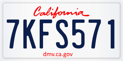 CA license plate 7KFS571