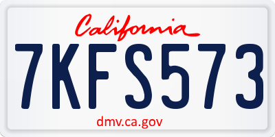 CA license plate 7KFS573