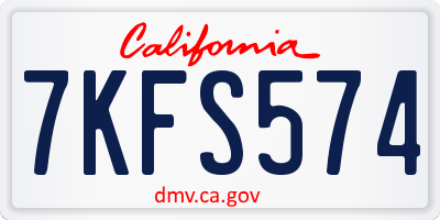 CA license plate 7KFS574