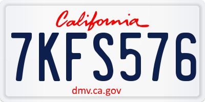 CA license plate 7KFS576