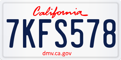 CA license plate 7KFS578