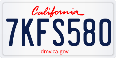 CA license plate 7KFS580