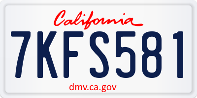 CA license plate 7KFS581