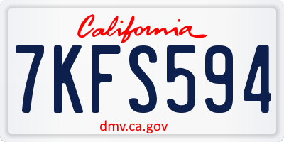 CA license plate 7KFS594