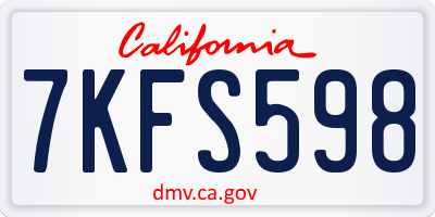 CA license plate 7KFS598