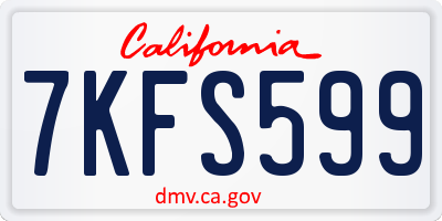 CA license plate 7KFS599