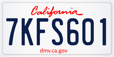 CA license plate 7KFS601