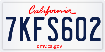 CA license plate 7KFS602