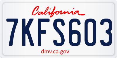 CA license plate 7KFS603