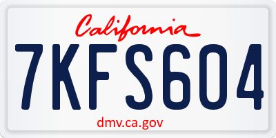 CA license plate 7KFS604