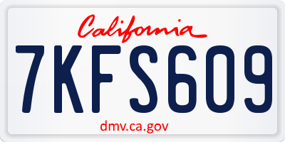 CA license plate 7KFS609