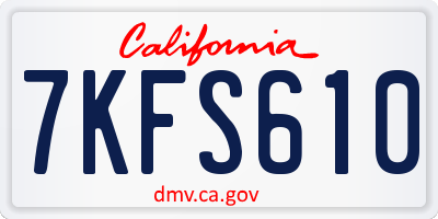 CA license plate 7KFS610