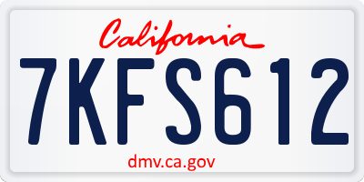 CA license plate 7KFS612