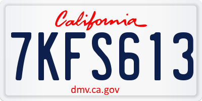 CA license plate 7KFS613