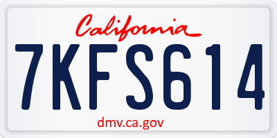 CA license plate 7KFS614