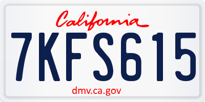 CA license plate 7KFS615