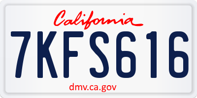 CA license plate 7KFS616