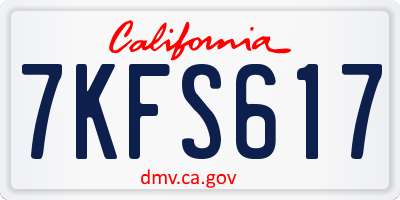 CA license plate 7KFS617