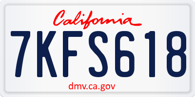 CA license plate 7KFS618