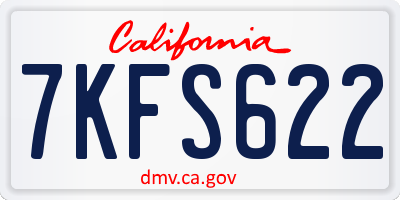 CA license plate 7KFS622