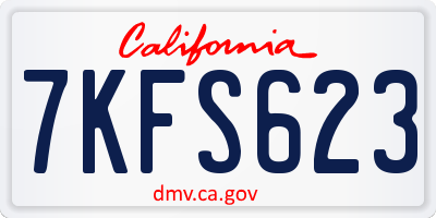 CA license plate 7KFS623