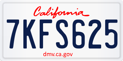 CA license plate 7KFS625