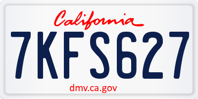 CA license plate 7KFS627