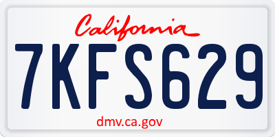 CA license plate 7KFS629