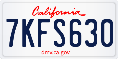 CA license plate 7KFS630