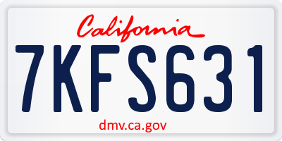 CA license plate 7KFS631