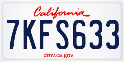 CA license plate 7KFS633