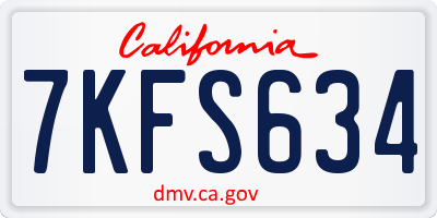 CA license plate 7KFS634